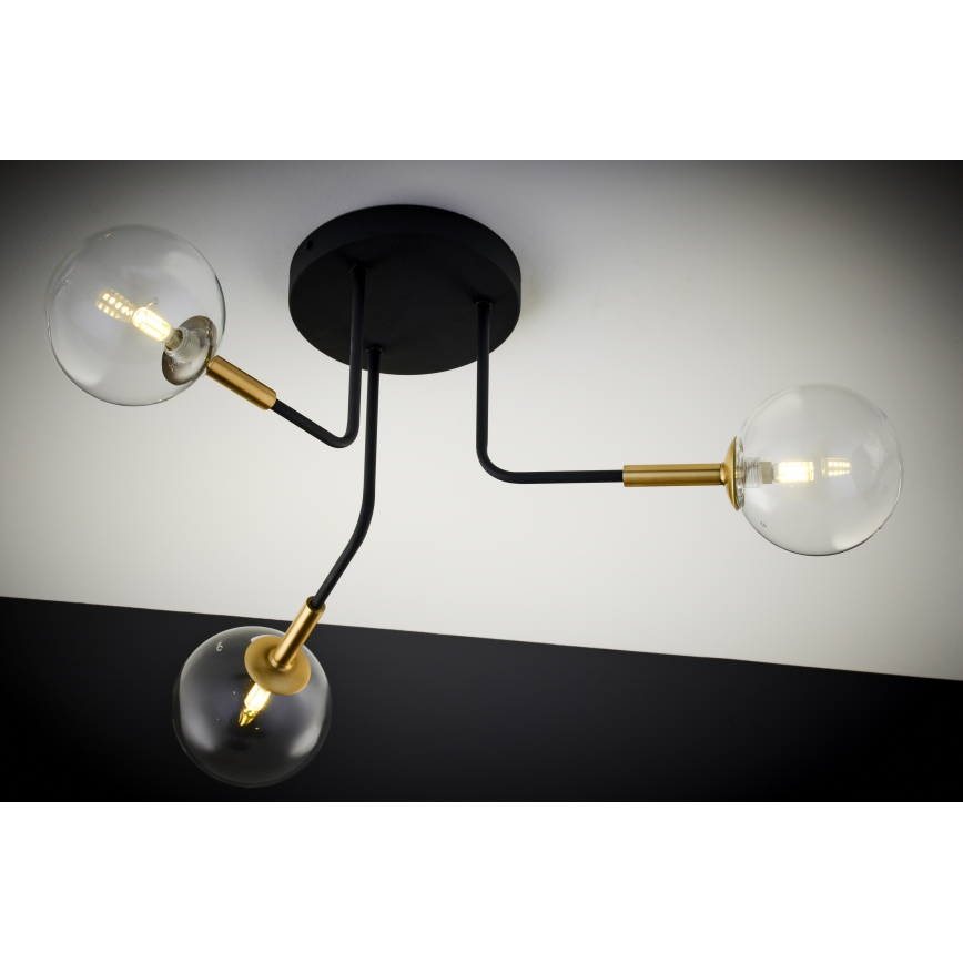 Jupiter 2039 - Ripplühter BURANO 3xG9/10W/230V must/kuldne/läbipaistev