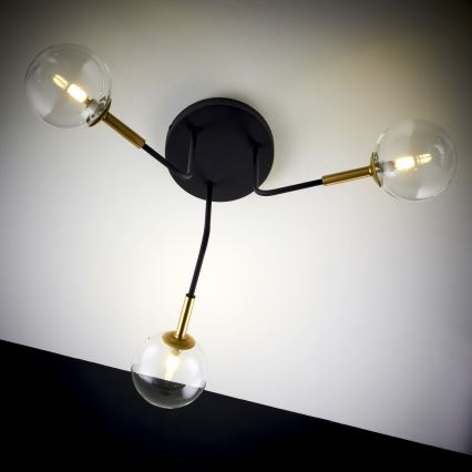 Jupiter 2039 - Ripplühter BURANO 3xG9/10W/230V must/kuldne/läbipaistev