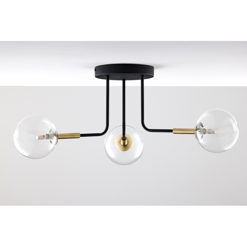 Jupiter 2039 - Ripplühter BURANO 3xG9/10W/230V must/kuldne/läbipaistev
