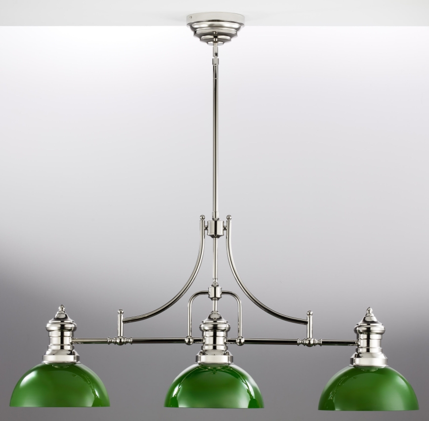 Jupiter 2072 - Laelühter varrega PLATINO 3xE27/15W/230V roheline/läikiv kroom