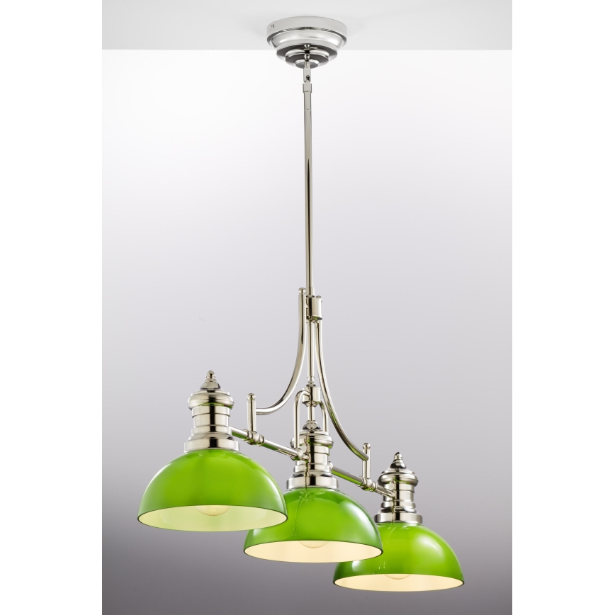 Jupiter 2072 - Laelühter varrega PLATINO 3xE27/15W/230V roheline/läikiv kroom