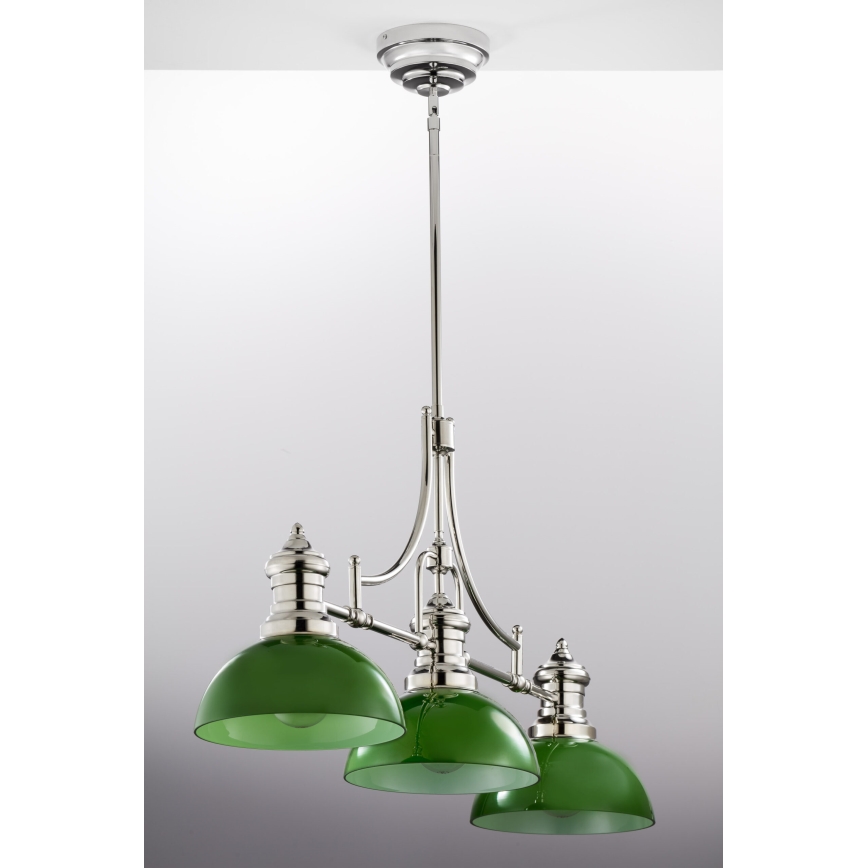 Jupiter 2072 - Laelühter varrega PLATINO 3xE27/15W/230V roheline/läikiv kroom