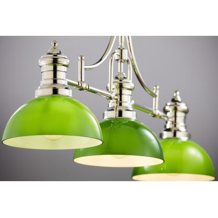 Jupiter 2072 - Laelühter varrega PLATINO 3xE27/15W/230V roheline/läikiv kroom