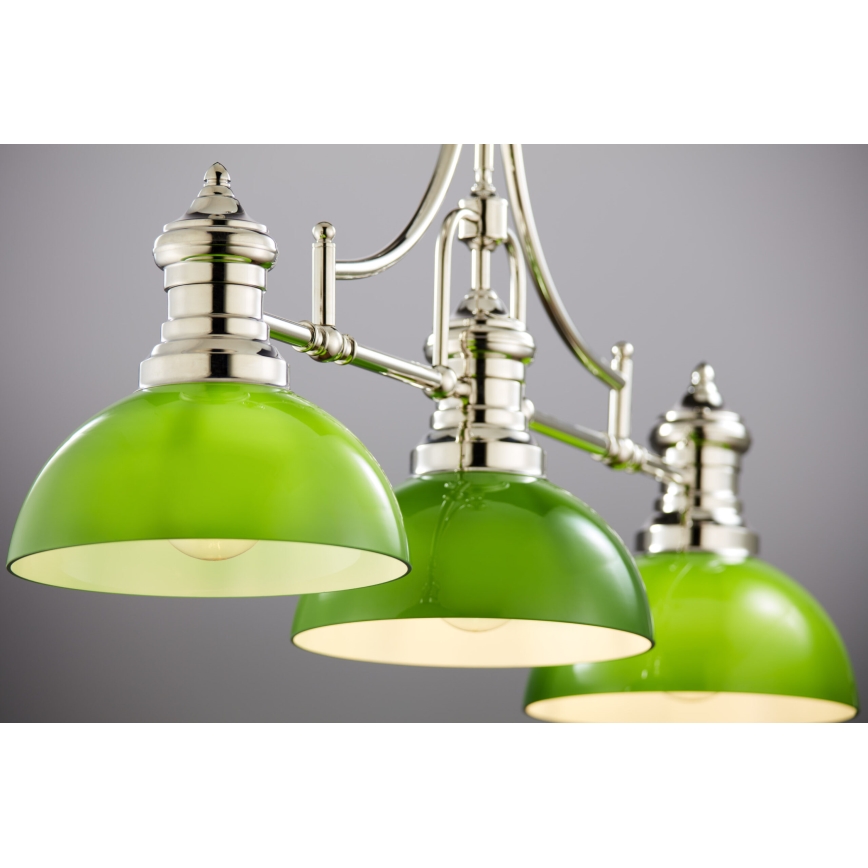 Jupiter 2072 - Laelühter varrega PLATINO 3xE27/15W/230V roheline/läikiv kroom