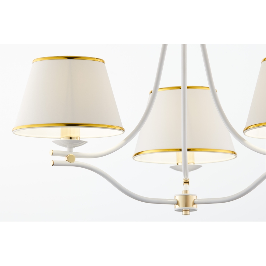 Jupiter 2085 - Ahelaga rippuv lühter SAMBA 3xE27/15W/230V valge/kuldne