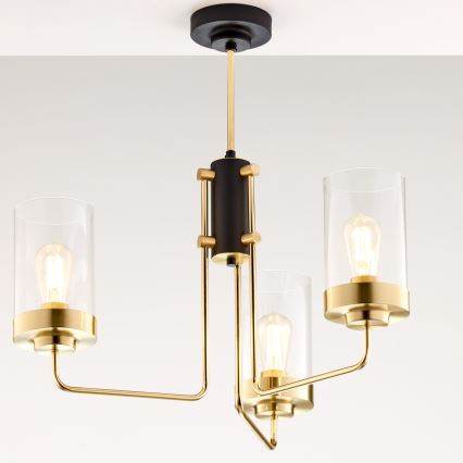 Jupiter 2087 - Varrega lühter RAMIREZ 3xE27/15W/230V kuldne/must