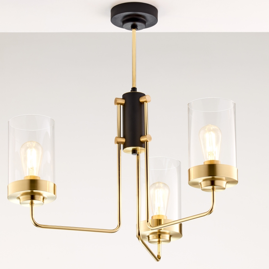 Jupiter 2087 - Varrega lühter RAMIREZ 3xE27/15W/230V kuldne/must