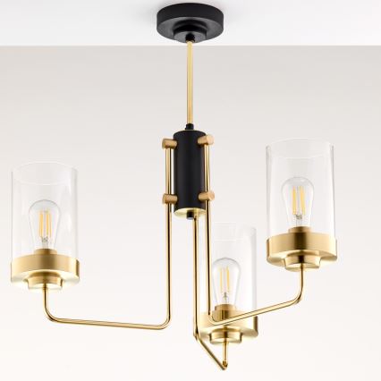 Jupiter 2087 - Varrega lühter RAMIREZ 3xE27/15W/230V kuldne/must