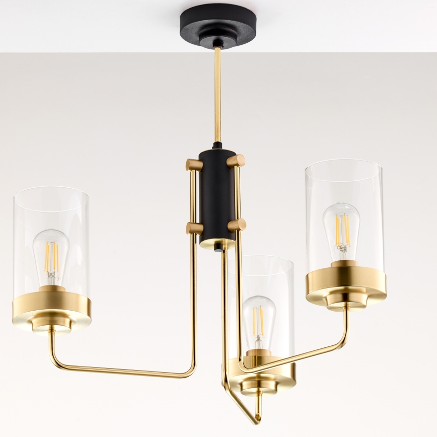 Jupiter 2087 - Varrega lühter RAMIREZ 3xE27/15W/230V kuldne/must