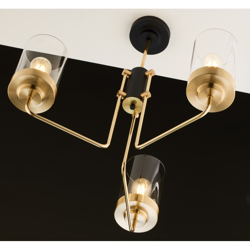 Jupiter 2087 - Varrega lühter RAMIREZ 3xE27/15W/230V kuldne/must