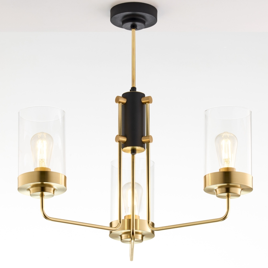 Jupiter 2087 - Varrega lühter RAMIREZ 3xE27/15W/230V kuldne/must