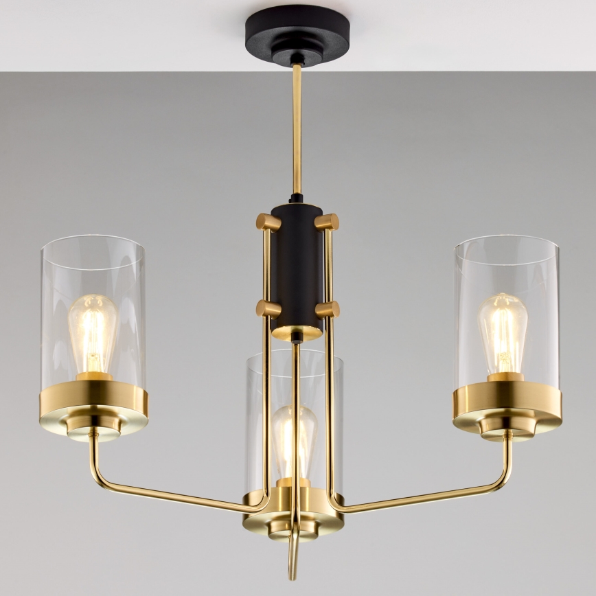 Jupiter 2087 - Varrega lühter RAMIREZ 3xE27/15W/230V kuldne/must