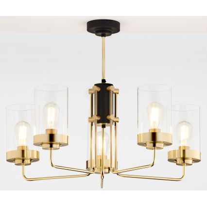 Jupiter 2088 - RAMIREZ varrega lühter 5xE27/15W/230V kuldne/must