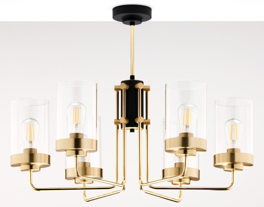 Jupiter 2089 - Varrega kroonlühter RAMIREZ 6xE27/15W/230V kuldne/must