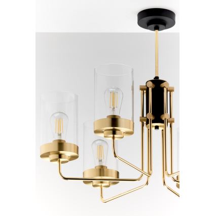 Jupiter 2089 - Varrega kroonlühter RAMIREZ 6xE27/15W/230V kuldne/must