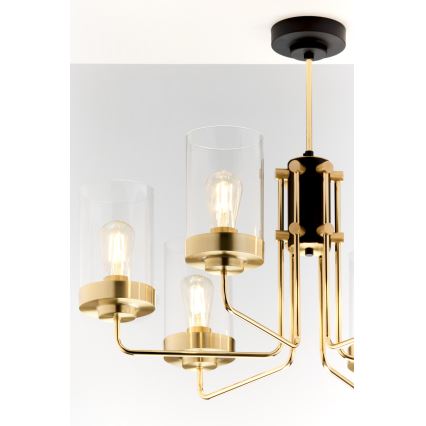 Jupiter 2089 - Varrega kroonlühter RAMIREZ 6xE27/15W/230V kuldne/must