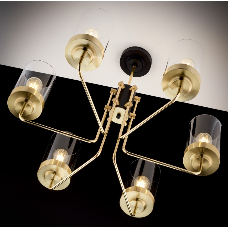 Jupiter 2089 - Varrega kroonlühter RAMIREZ 6xE27/15W/230V kuldne/must