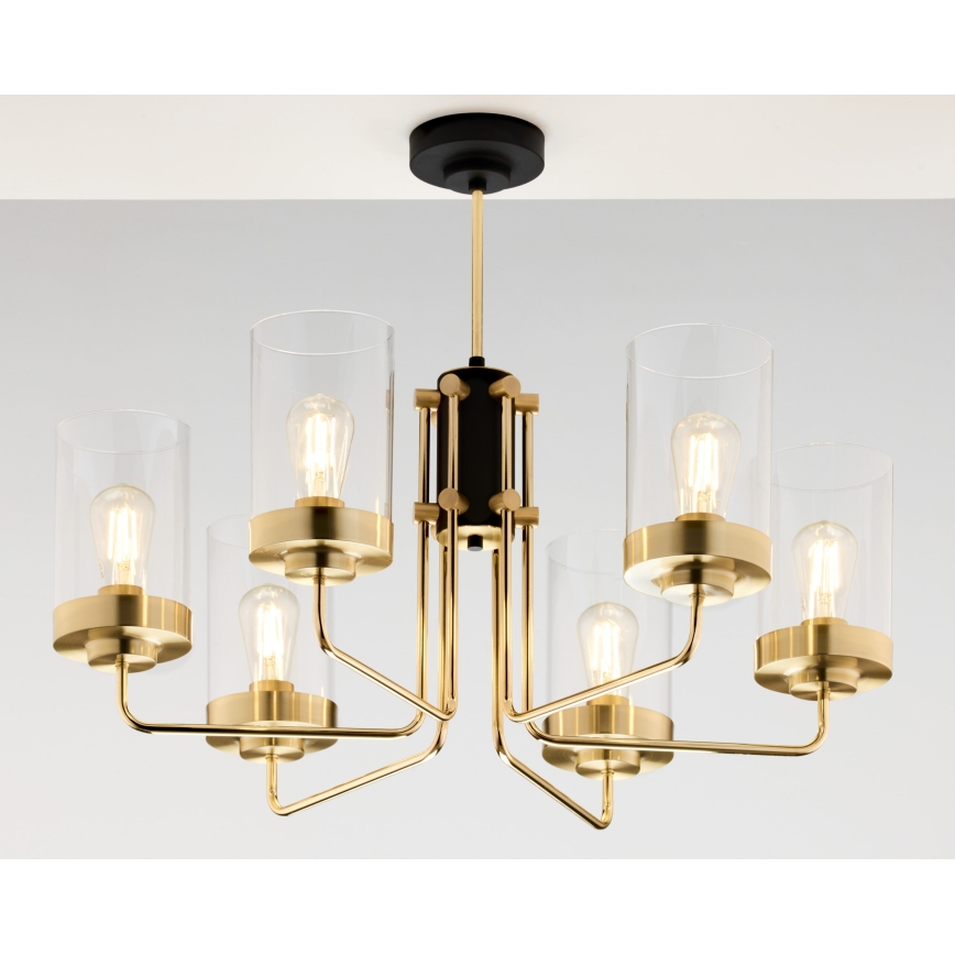 Jupiter 2089 - Varrega kroonlühter RAMIREZ 6xE27/15W/230V kuldne/must