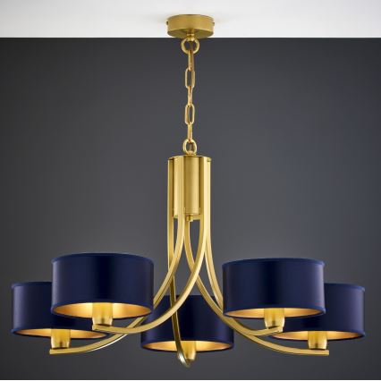 Jupiter 2094 - ketiga rippuv lühter ARTHUR 5xE27/15W/230V sinine/kuldne