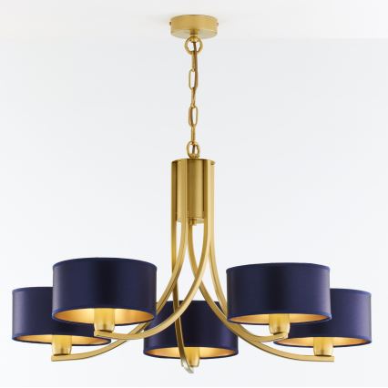 Jupiter 2094 - ketiga rippuv lühter ARTHUR 5xE27/15W/230V sinine/kuldne