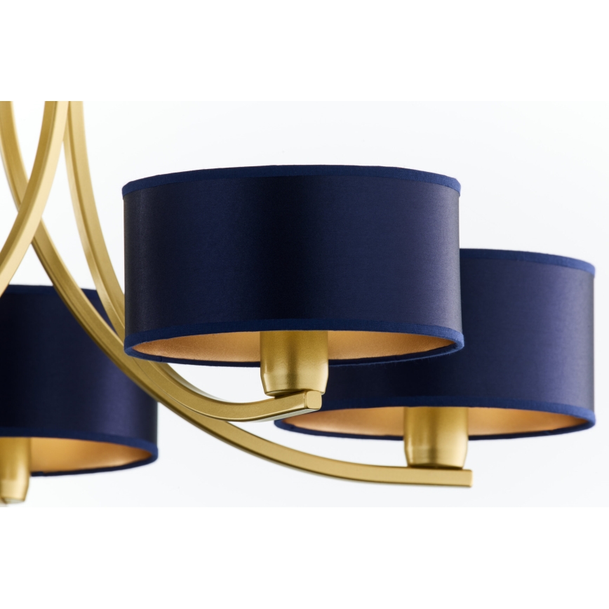 Jupiter 2094 - ketiga rippuv lühter ARTHUR 5xE27/15W/230V sinine/kuldne