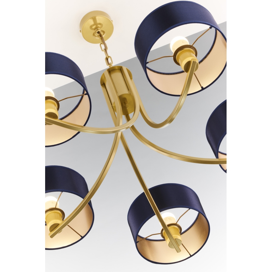 Jupiter 2094 - ketiga rippuv lühter ARTHUR 5xE27/15W/230V sinine/kuldne