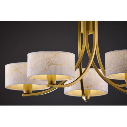Jupiter 2097 - Kettidega lühter ARTHUR 5xE27/15W/230V valge/kuldne/marmorimustriga