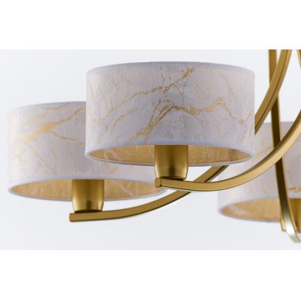 Jupiter 2097 - Kettidega lühter ARTHUR 5xE27/15W/230V valge/kuldne/marmorimustriga