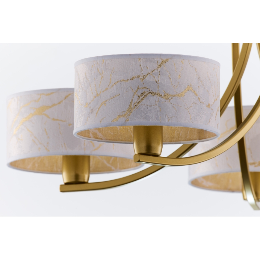 Jupiter 2097 - Kettidega lühter ARTHUR 5xE27/15W/230V valge/kuldne/marmorimustriga