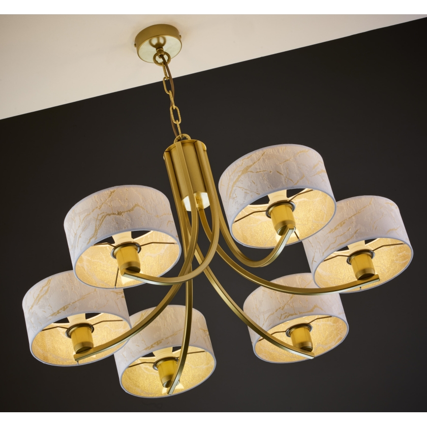 Jupiter 2098 - ketiga lühter ARTHUR 6xE27/15W/230V valge/kuldne/marmorikujundus