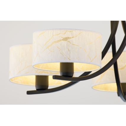 Jupiter 2104 - Ketiga lühter ARTHUR 5xE27/15W/230V valge/must/marmorimustriga