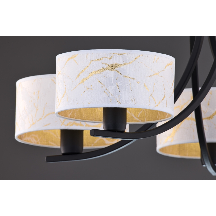 Jupiter 2104 - Ketiga lühter ARTHUR 5xE27/15W/230V valge/must/marmorimustriga