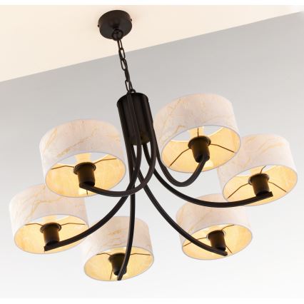 Jupiter 2105 - Ketiga ripplühter ARTHUR 6xE27/15W/230V valge/must/marmorimuster