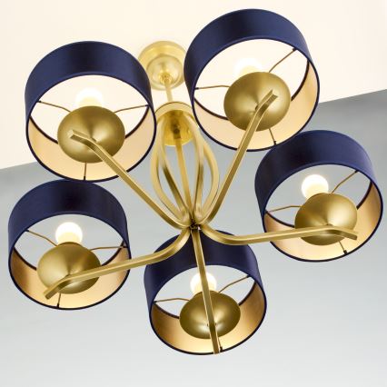 Jupiter 2114 - Ripplühter varrega KASZMIR 5xE27/15W/230V sinine/kuldne