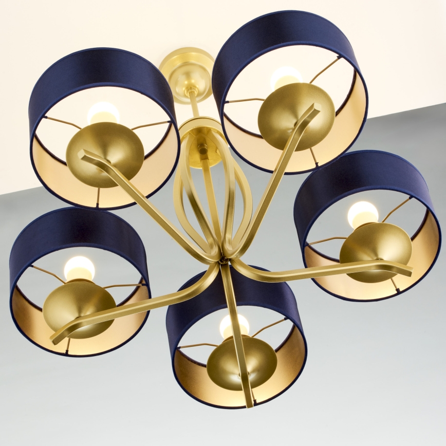 Jupiter 2114 - Ripplühter varrega KASZMIR 5xE27/15W/230V sinine/kuldne