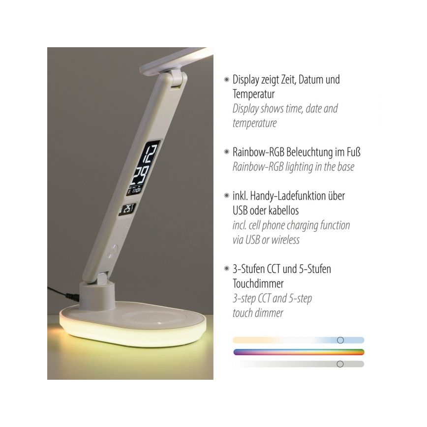 JUST LIGHT. 11018-16 - LED RGBW Dimmerdatavalgus puudutusjõu lamp juhtmita laadimisega TINA LED/4W/230V valge