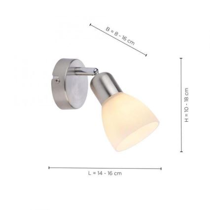 JUST LIGHT. 11951-55 - Kohtvalgusti seinale KARO 1xE14/40W/230V matt kroom