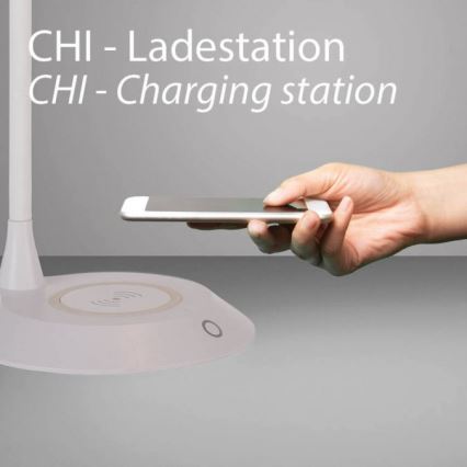 JUST LIGHT. 14414-16 - Hämardatav painduv puutekontrolliga LED-laualamp juhtmevaba laadimisega PUCKI LED/4,5W/230V valge