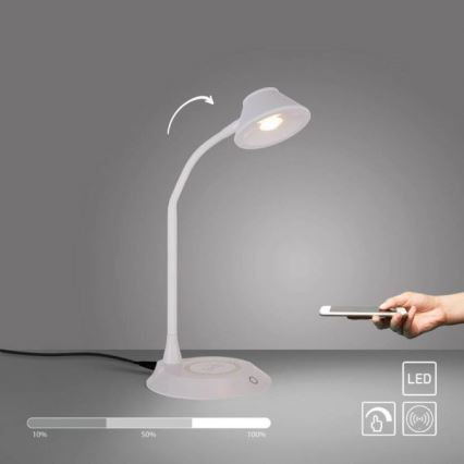 JUST LIGHT. 14414-16 - LED dimmerdatav paindlik puutetundlik laualamp traadita laadimisega PUCKI LED/4,5W/230V valge