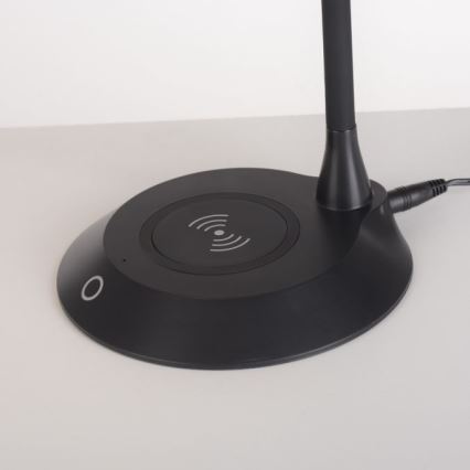 JUST LIGHT. 14414-18 - LED hämardatav painduv puutetundlik lauavalgusti traadita laadimisega PUCKI LED/4,5W/230V must