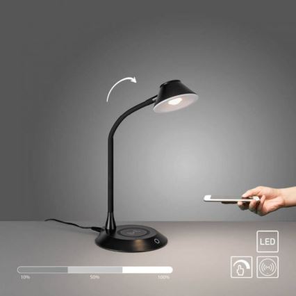 JUST LIGHT. 14414-18 - Hämardatav paindlik puutelaudlamp juhtmevaba laadimisega PUCKI LED/4,5W/230V must