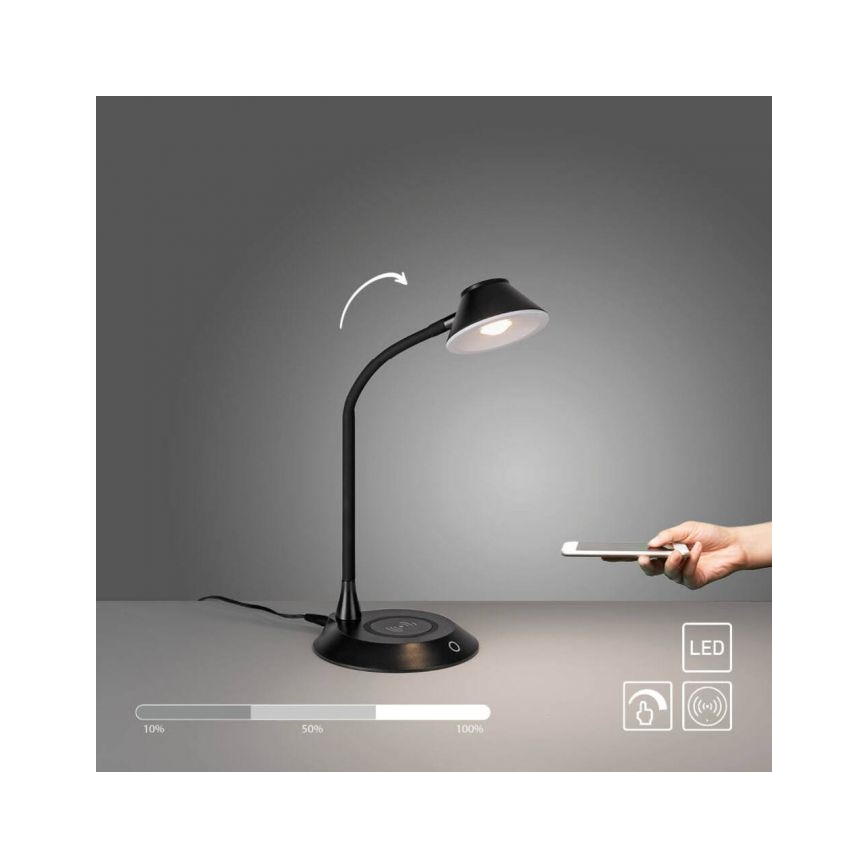 JUST LIGHT. 14414-18 - Hämardatav paindlik puutelaudlamp juhtmevaba laadimisega PUCKI LED/4,5W/230V must