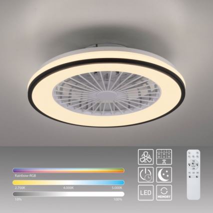 JUST LIGHT. 14447-18 - LED RGBW reguleeritav laeventilaator valgusega LENO LED/44W/230V 3000-6500K läbimõõt 48,6 cm valge + kaugjuhtimispult
