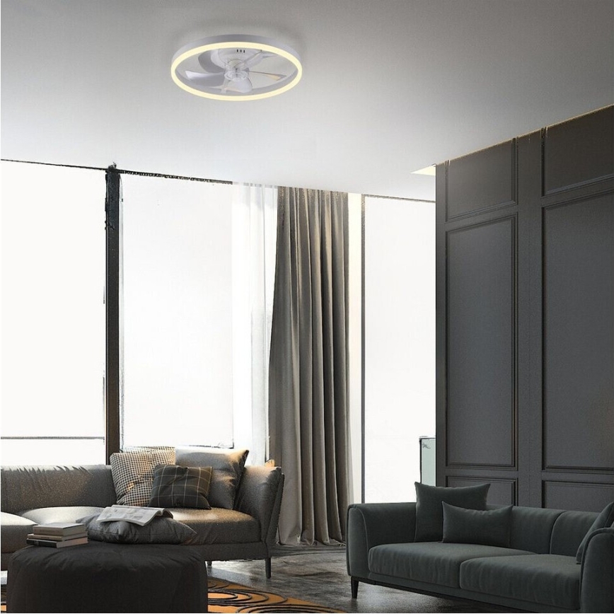 LIHTSALT VALGUS. 14624-16 - LED-hämardatav laeventilaator valgusega RITA LED/22W/230V 3000-6000K läbimõõt 50 cm valge + kaugjuhtimispult