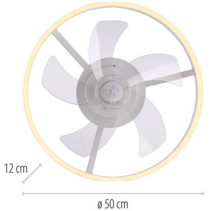 LIHTSALT VALGUS. 14624-16 - LED-hämardatav laeventilaator valgusega RITA LED/22W/230V 3000-6000K läbimõõt 50 cm valge + kaugjuhtimispult