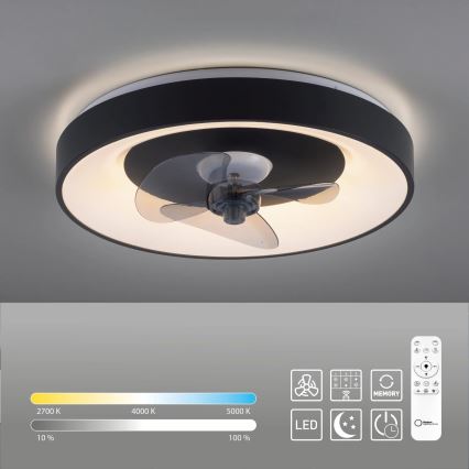 JUST LIGHT. 14644-18 - LED Hämardatav laeventilaator valgustiga VENIKA LED/36W/230V d. 48,6 cm 2700-5000K + kaugjuhtimispult