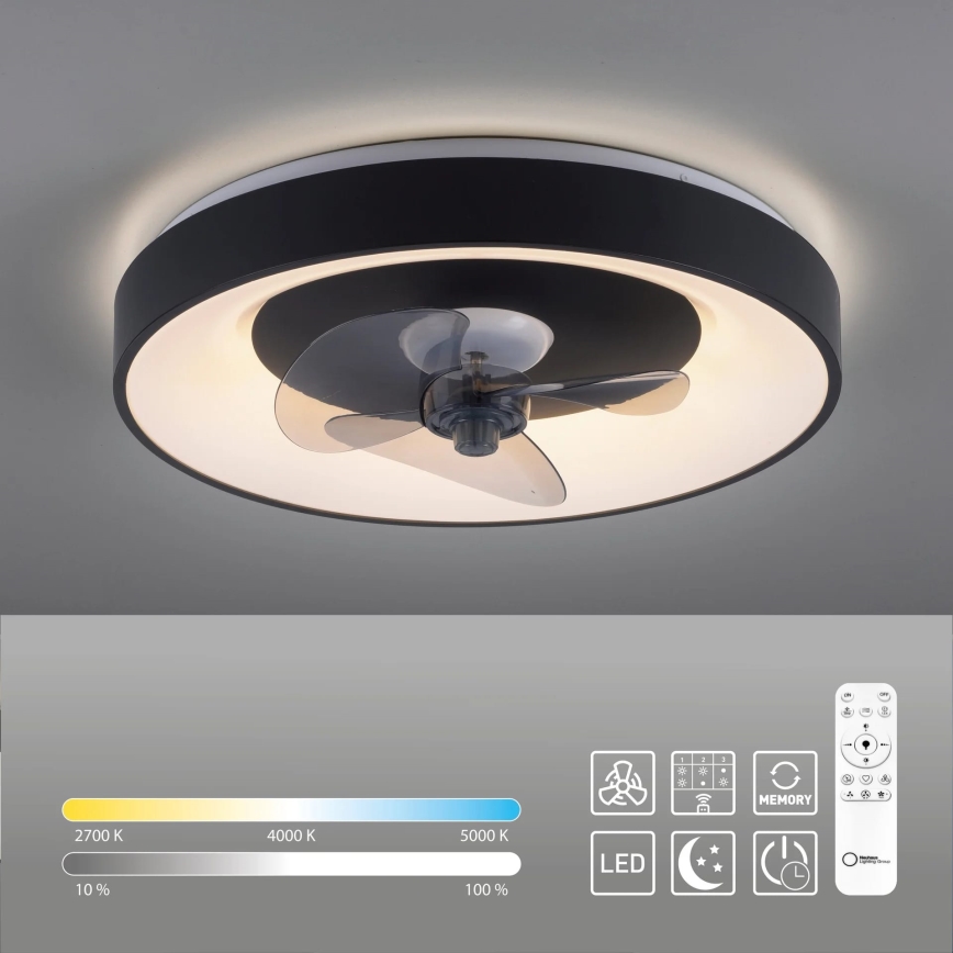 JUST LIGHT. 14644-18 - LED Hämardatav laeventilaator valgustiga VENIKA LED/36W/230V d. 48,6 cm 2700-5000K + kaugjuhtimispult