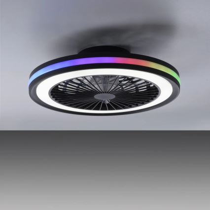 JUST LIGHT. 14649-18 - LED RGBW reguleeritav laeventilaator valgusega BRANDON LED/36W/230V 2700-5000K läbimõõt 46,5 cm must + kaugjuhtimispult