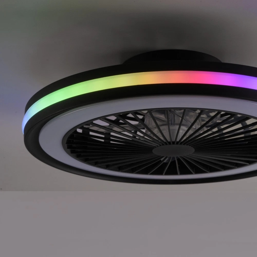 JUST LIGHT. 14649-18 - LED RGBW reguleeritav laeventilaator valgusega BRANDON LED/36W/230V 2700-5000K läbimõõt 46,5 cm must + kaugjuhtimispult