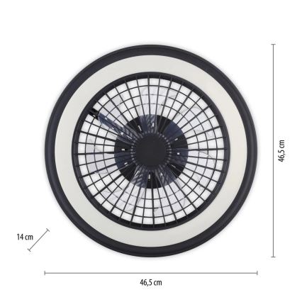 JUST LIGHT. 14649-18 - LED RGBW reguleeritav laeventilaator valgusega BRANDON LED/36W/230V 2700-5000K läbimõõt 46,5 cm must + kaugjuhtimispult
